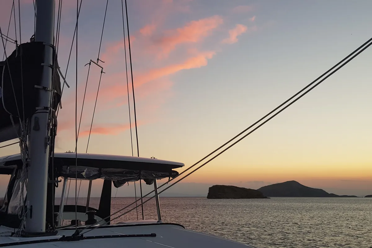 Deck of Midas, a Lagoon 42 catamaran at Athens, Greece