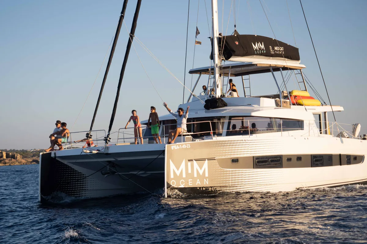 Exterior view of MIM OCEAN 2, a Bali 5.4 catamaran at Port d'Andratx, Spain