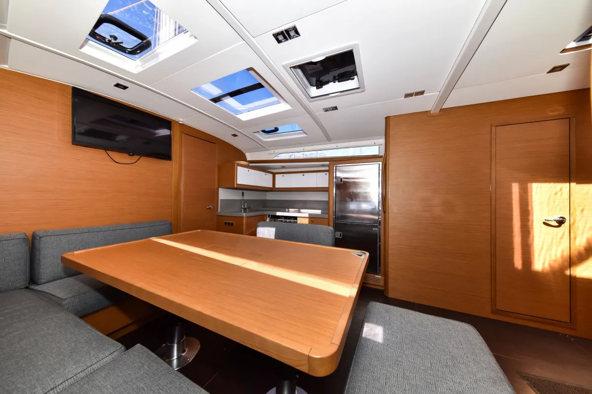 Salon of La Familia, a Dufour 470 sailboat at Zadar, Croatia