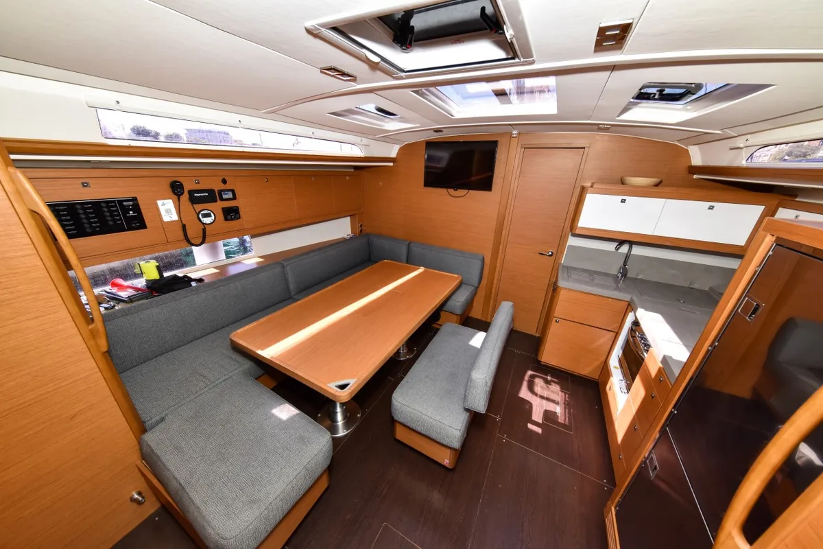 Salon of La Familia, a Dufour 470 sailboat at Zadar, Croatia