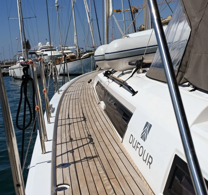 Exterior view of La Familia, a Dufour 470 sailboat at Zadar, Croatia