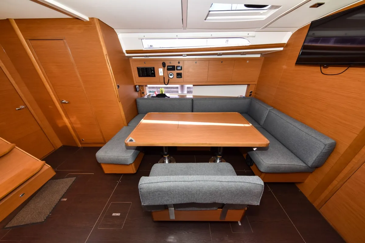 Salon of La Familia, a Dufour 470 sailboat at Zadar, Croatia