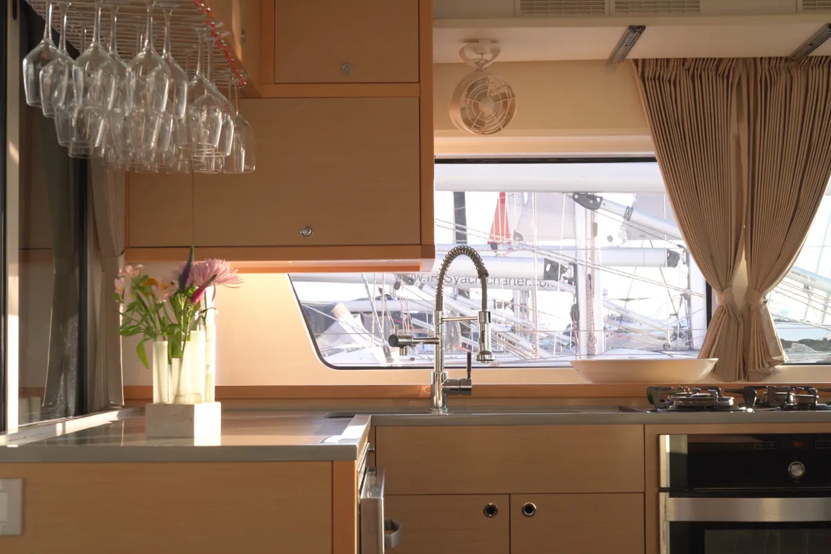 Galley of My One, a Lagoon 52 F catamaran at Cagliari, Italy