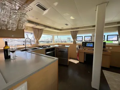 Galley of My One, a Lagoon 52 F catamaran at Cagliari, Italy
