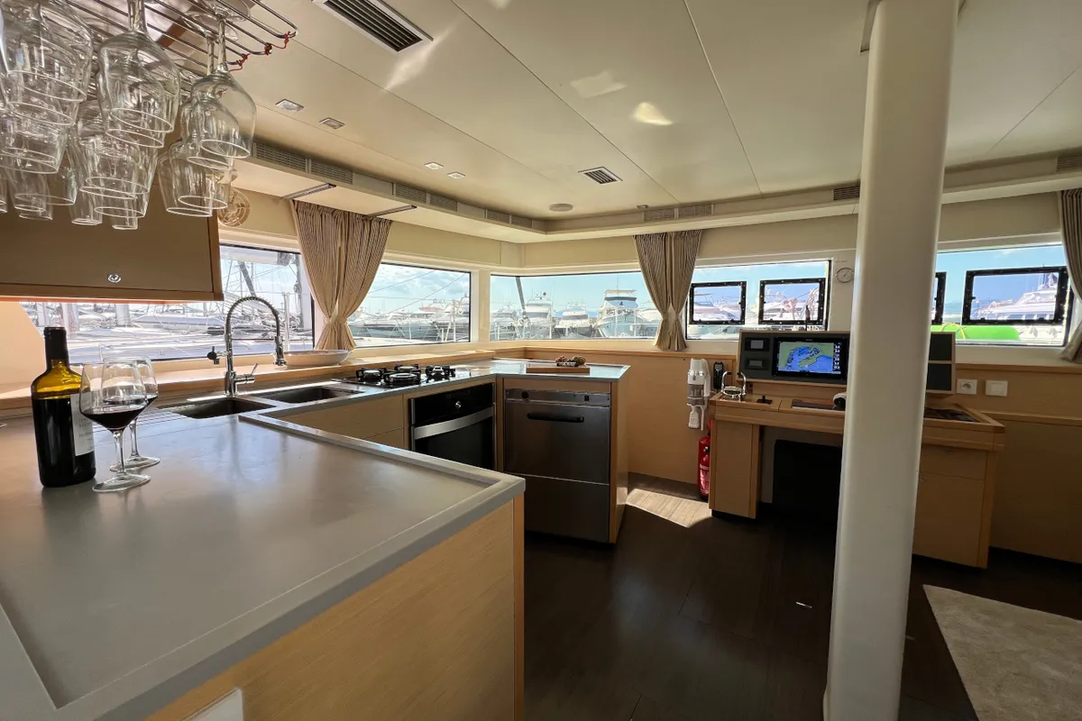 Galley of My One, a Lagoon 52 F catamaran at Cagliari, Italy
