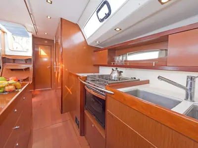 Galley of Sūeno, a Beneteau Oceanis 50 sailboat at Athens, Greece