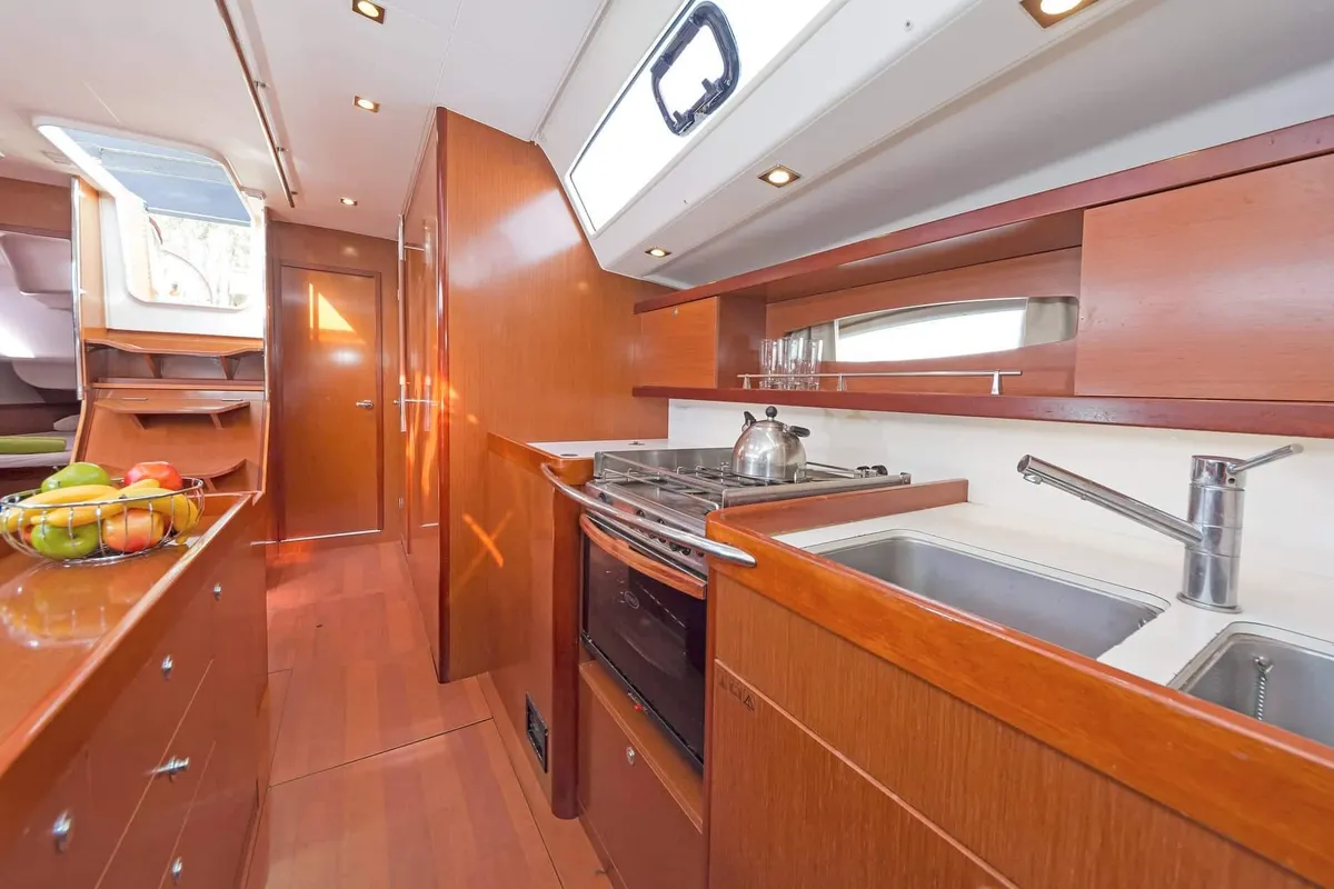 Galley of Sūeno, a Beneteau Oceanis 50 sailboat at Athens, Greece