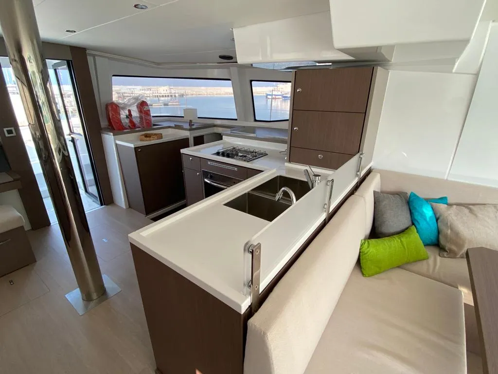 Galley of Terra, a Bali 4.8 catamaran at Olbia, Italy