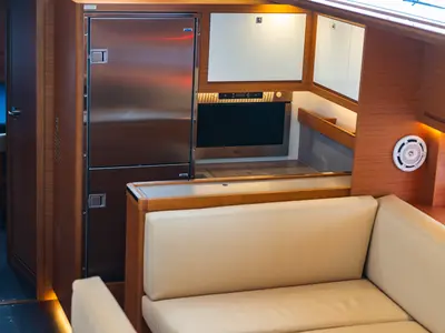 Galley of Vanessa, a Dufour 530 sailboat at Olbia, Italy