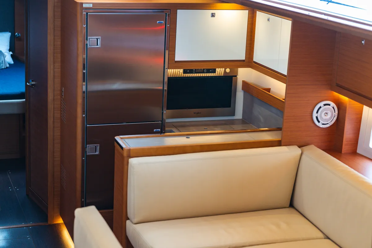 Galley of Vanessa, a Dufour 530 sailboat at Olbia, Italy