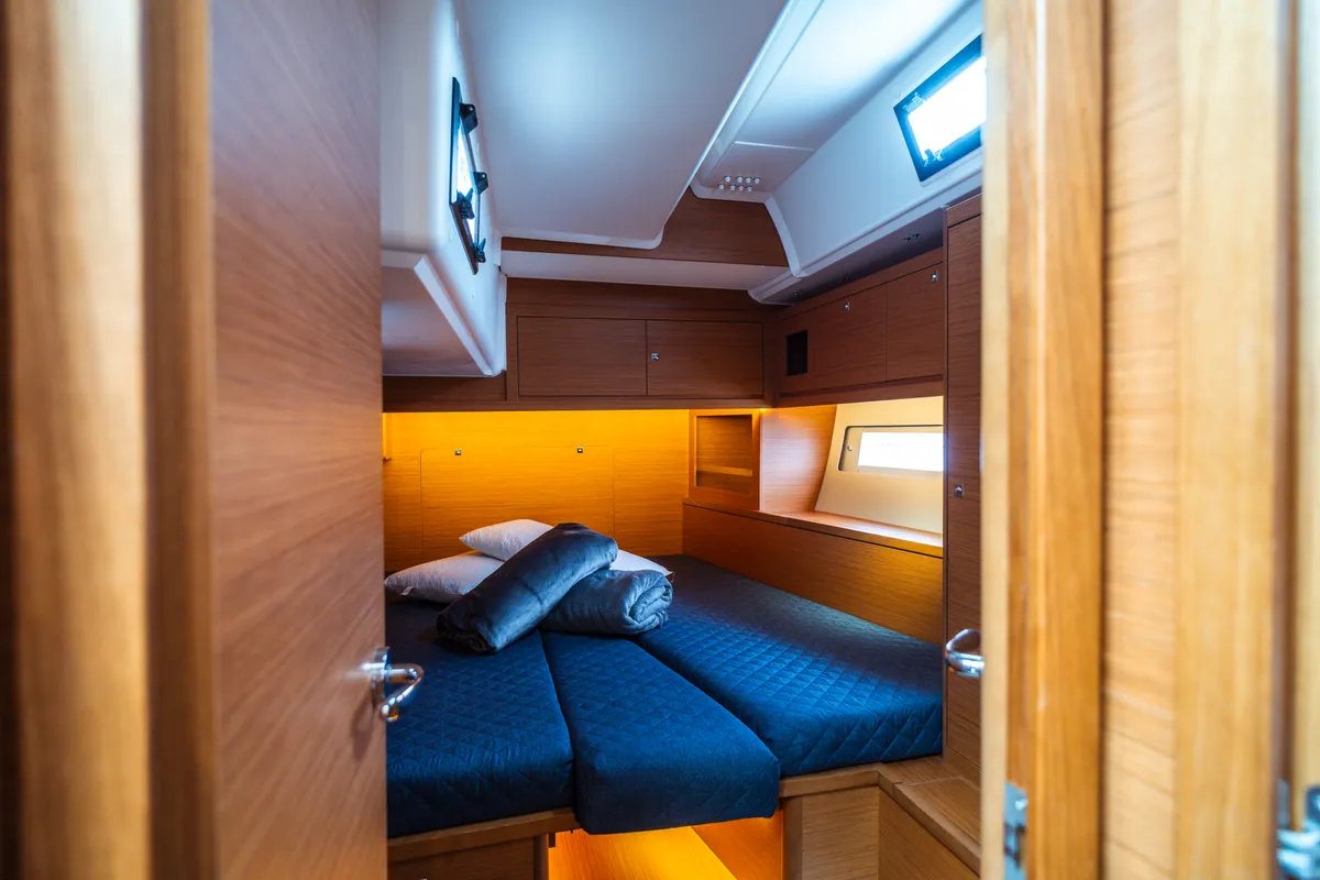 Cabin on Vanessa, a Dufour 530 sailboat at Olbia, Italy