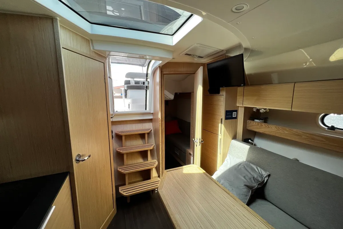 Salon of Rio, a Bavaria 33 Sport HT motorboat at Grad Pula, Croatia