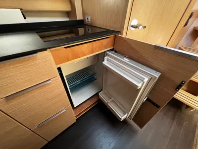 Galley of Rio, a Bavaria 33 Sport HT motorboat at Grad Pula, Croatia