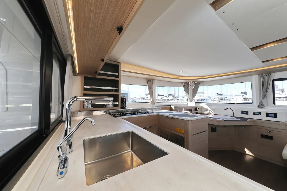 Galley of HASTA LA VISTA, a Lagoon 46 catamaran at Sukošan, Croatia