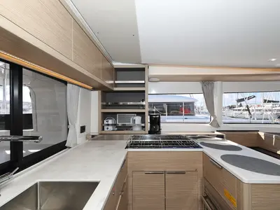 Galley of HASTA LA VISTA, a Lagoon 46 catamaran at Sukošan, Croatia