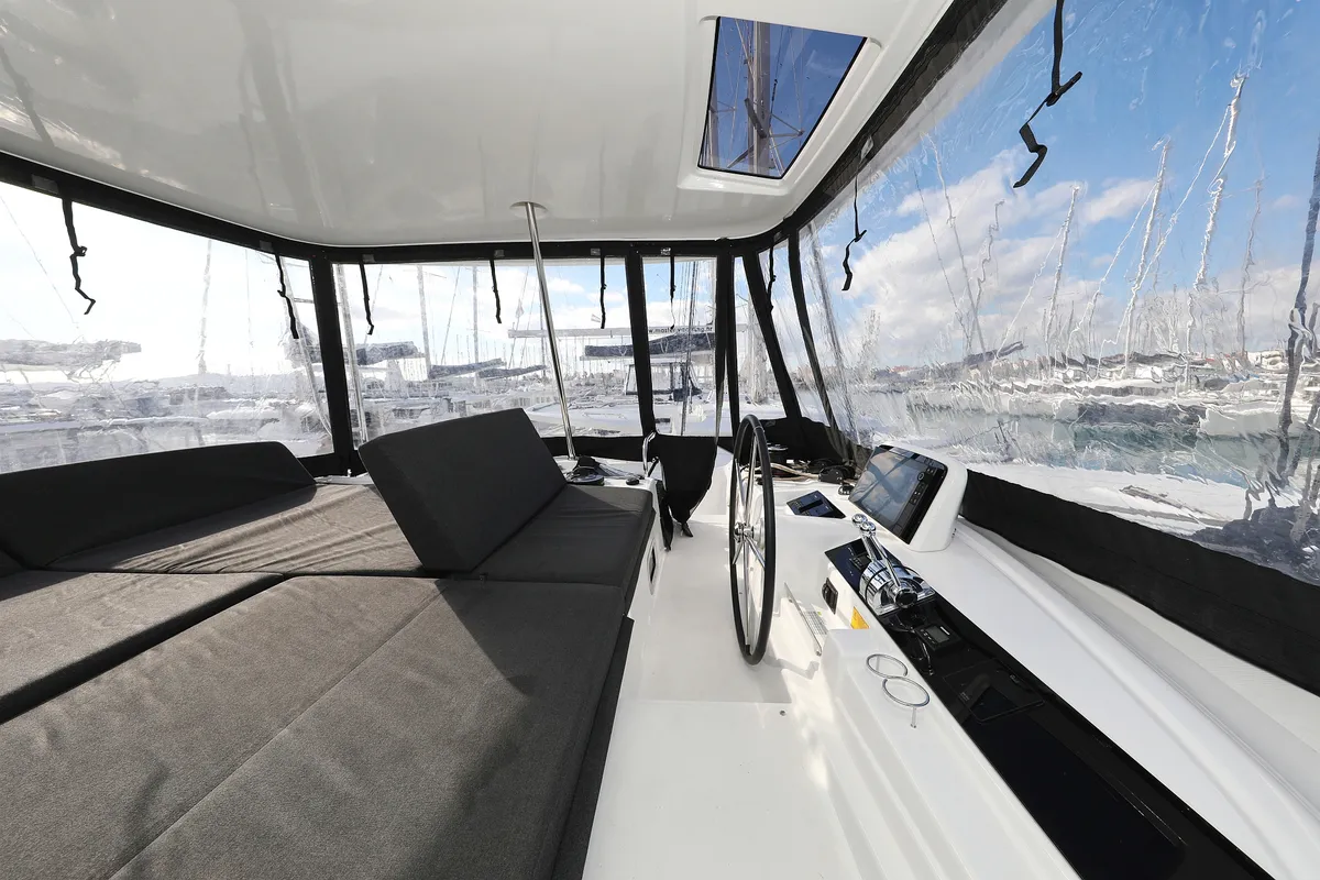 Cockpit of HASTA LA VISTA, a Lagoon 46 catamaran at Sukošan, Croatia