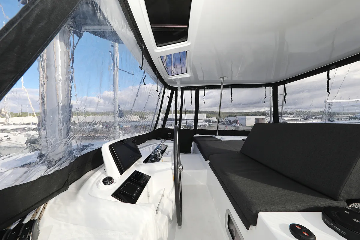 Cockpit of HASTA LA VISTA, a Lagoon 46 catamaran at Sukošan, Croatia