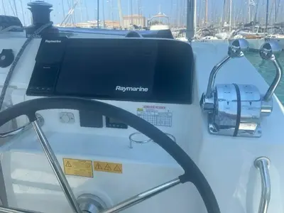 Cockpit of Maresueno, a Lagoon 40 catamaran at Municipal Unit of Lefkada, Greece