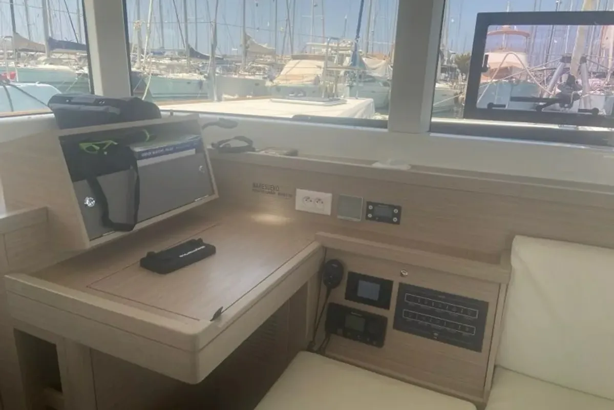 Salon of Maresueno, a Lagoon 40 catamaran at Municipal Unit of Lefkada, Greece