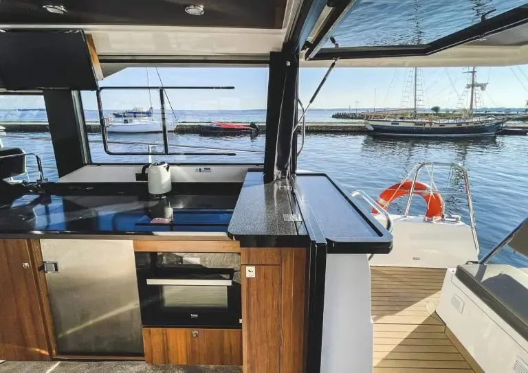 Galley of Sirina, a Northman 1200 motorboat at Sztynort, Poland