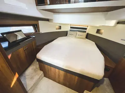 Cabin on Sirina, a Northman 1200 motorboat at Sztynort, Poland