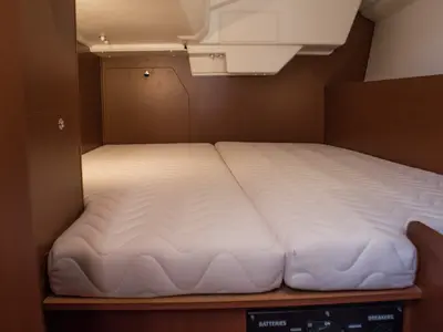 Cabin on Beneteau Oceanis 38.1, a sailboat at Nea Peramos, Greece