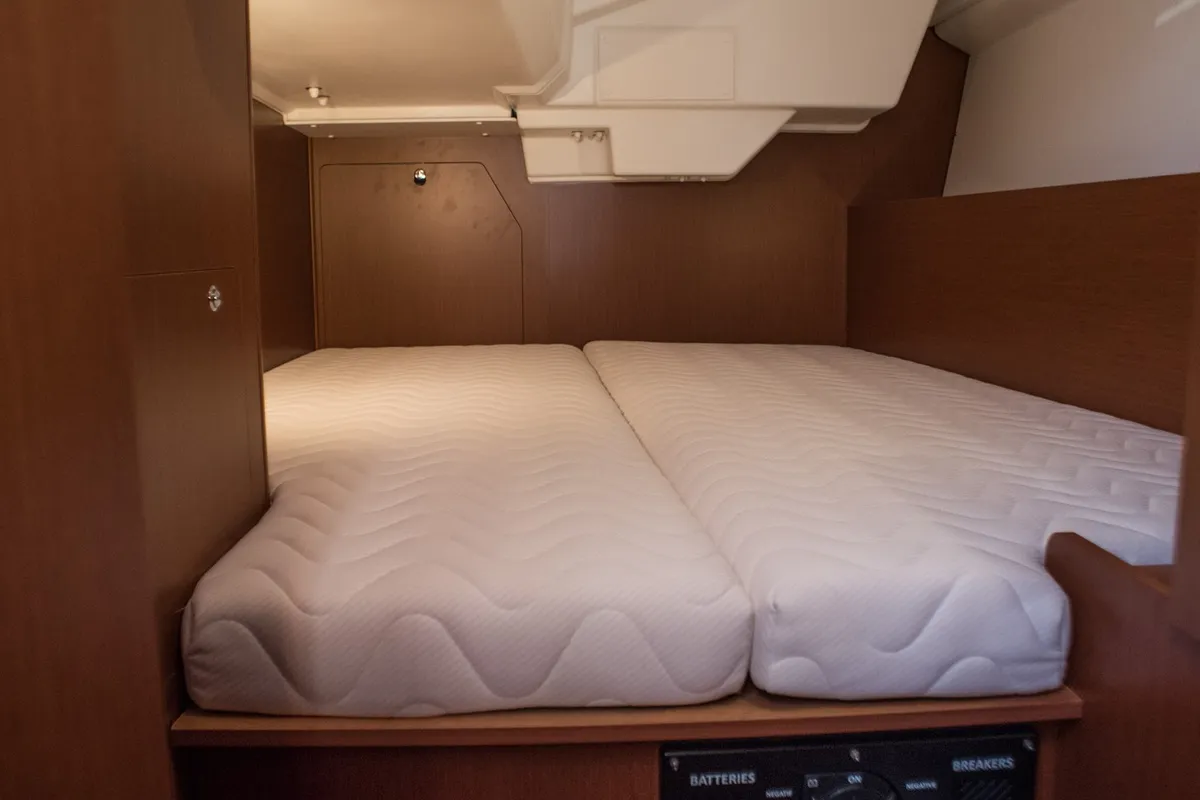 Cabin on Beneteau Oceanis 38.1, a sailboat at Nea Peramos, Greece