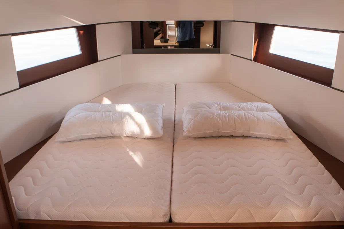 Cabin on Beneteau Oceanis 38.1, a sailboat at Nea Peramos, Greece