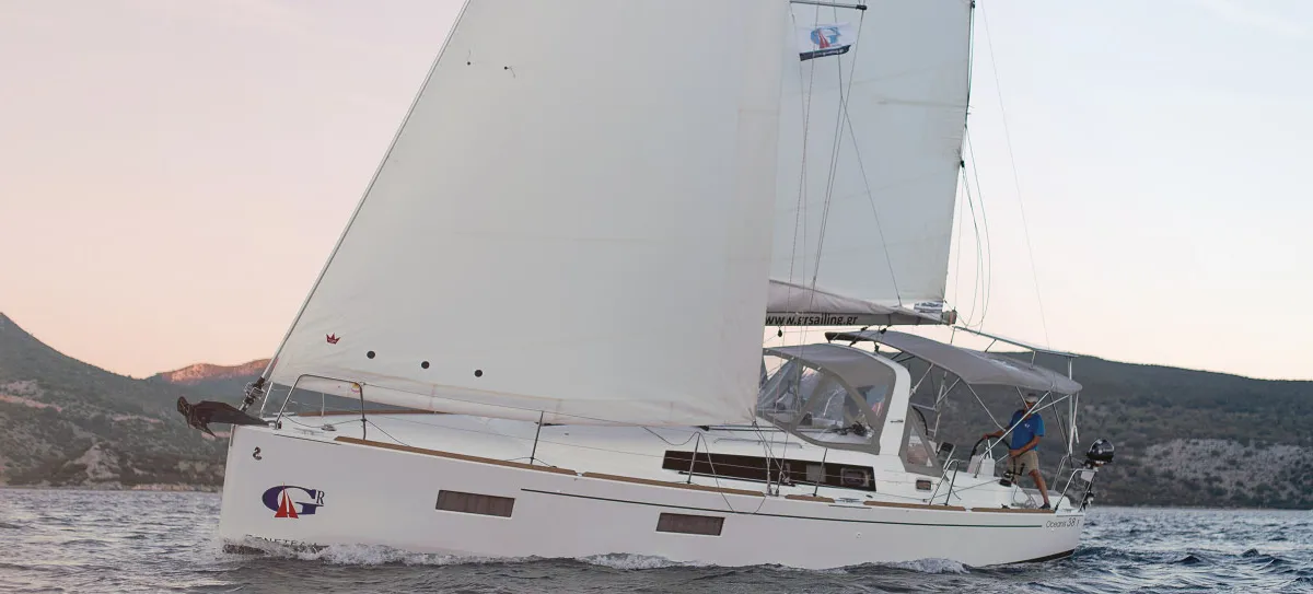 Exterior view of Beneteau Oceanis 38.1, a sailboat at Nea Peramos, Greece