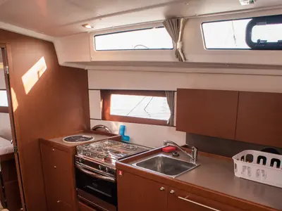 Galley of Beneteau Oceanis 38.1, a sailboat at Nea Peramos, Greece