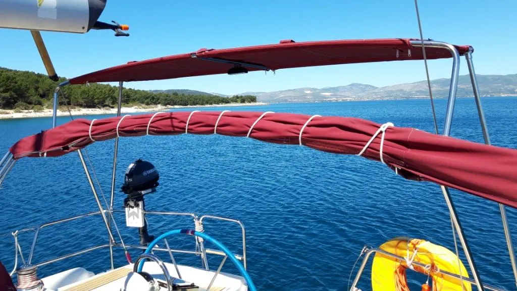 Deck of Škuribanda, a Beneteau Oceanis 393 sailboat at Split, Croatia