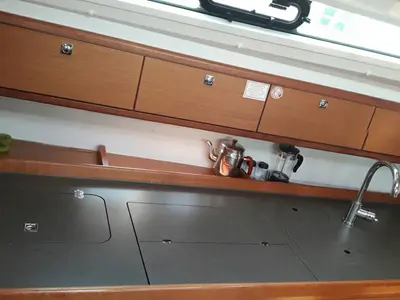 Galley of Quintessa, a Bavaria Cruiser 41 sailboat at Municipal Unit of Lefkada, Greece