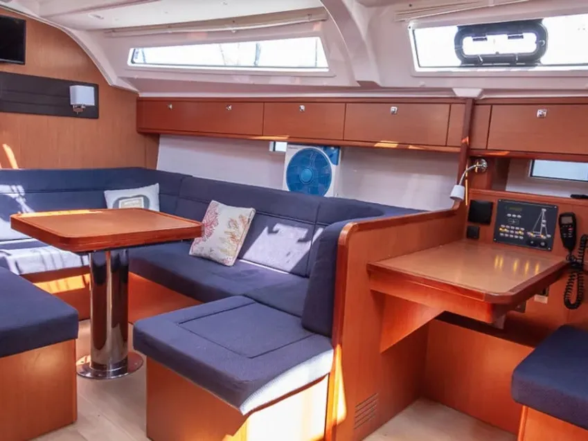 Salon of Quintessa, a Bavaria Cruiser 41 sailboat at Municipal Unit of Lefkada, Greece