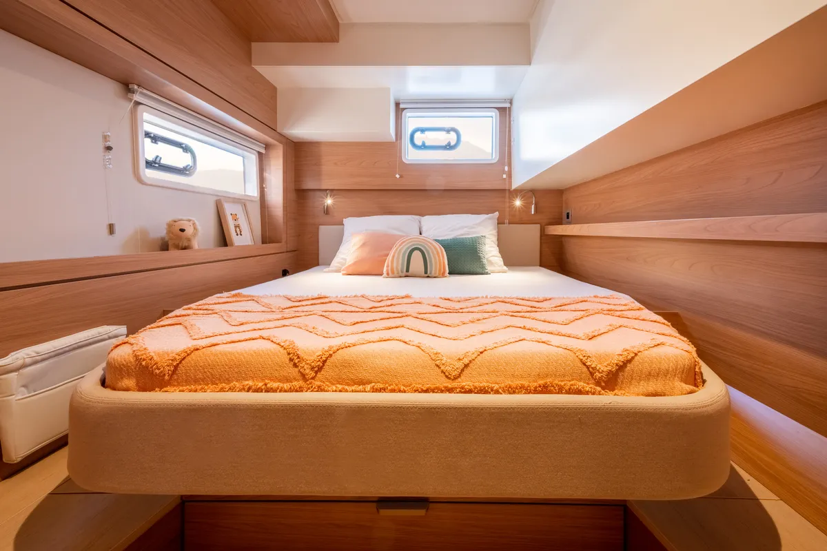 Cabin on Esmeralda II, a Bali 4.4 catamaran at Saint-Mandrier-sur-Mer, France