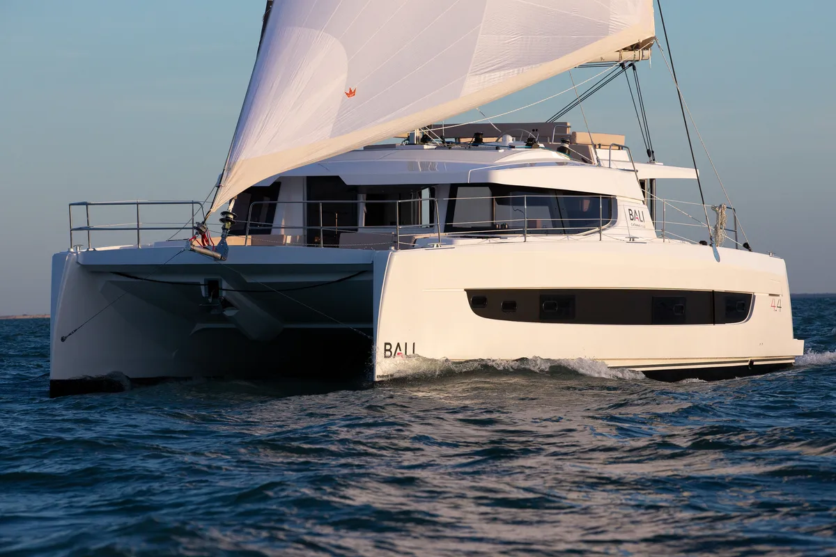 Exterior view of Esmeralda II, a Bali 4.4 catamaran at Saint-Mandrier-sur-Mer, France
