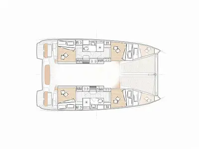 Floor plan of One Dance, a Excess 11 catamaran at Preveza, Greece