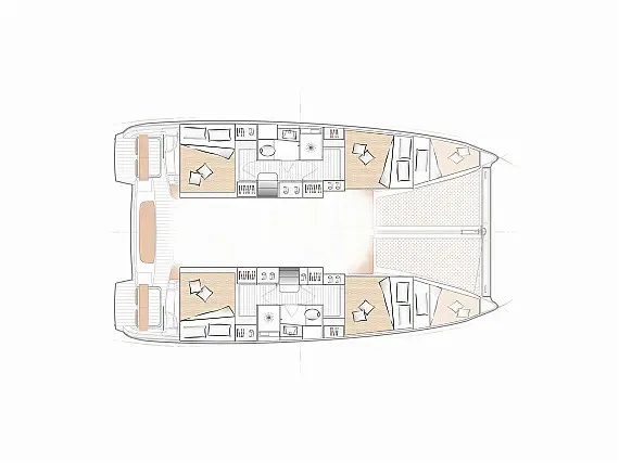Floor plan of One Dance, a Excess 11 catamaran at Preveza, Greece