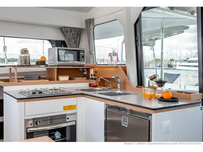 Galley of One Dance, a Excess 11 catamaran at Preveza, Greece
