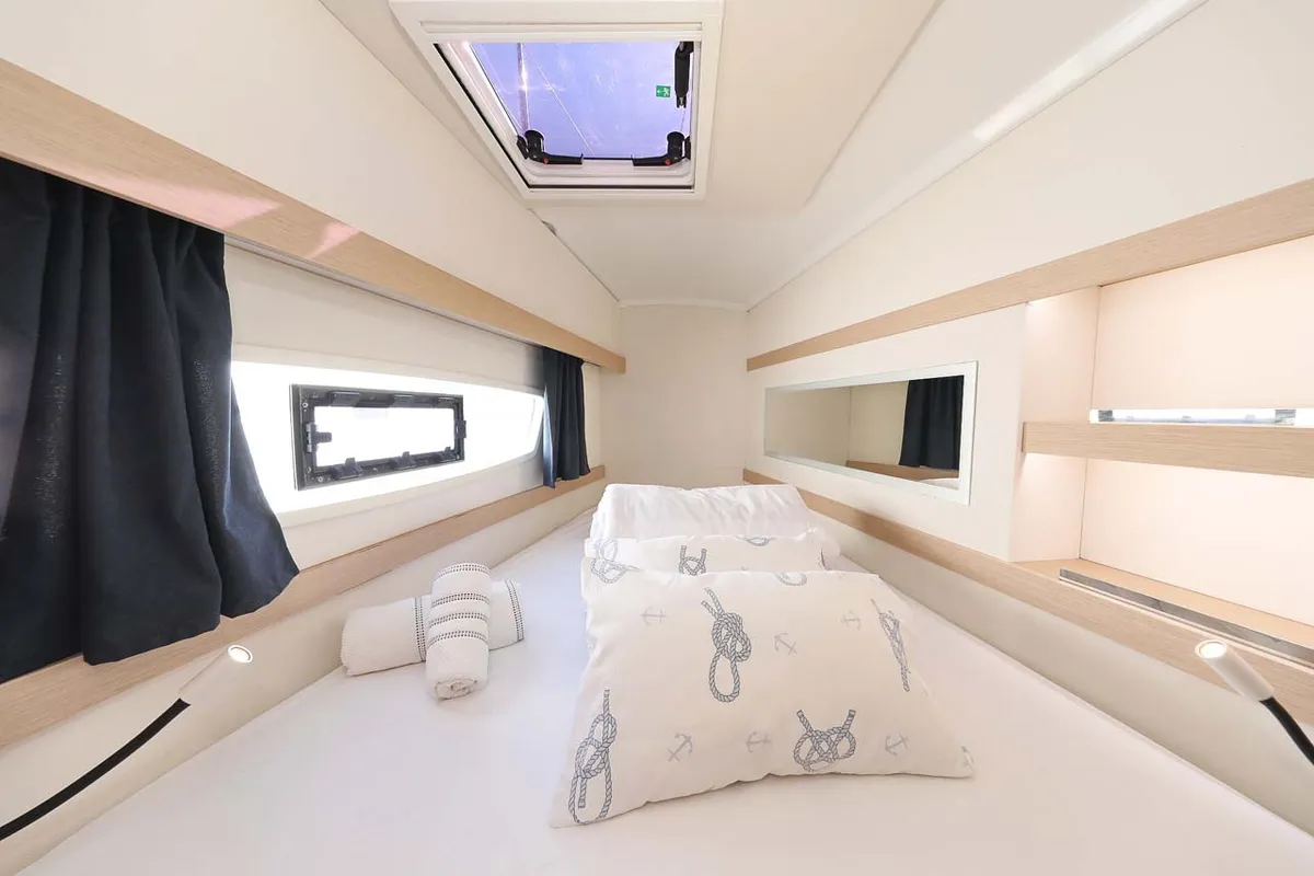 Cabin on Tu Tamo 2, a Fountaine Pajot Lucia 40 catamaran at Grad Pula, Croatia