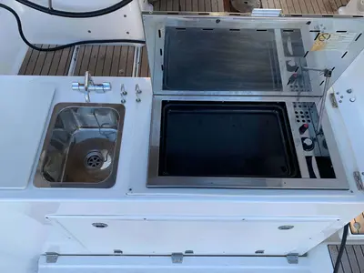 Deck of Vanilla Sky, a Dufour 460 GL sailboat at Lavrion, Greece