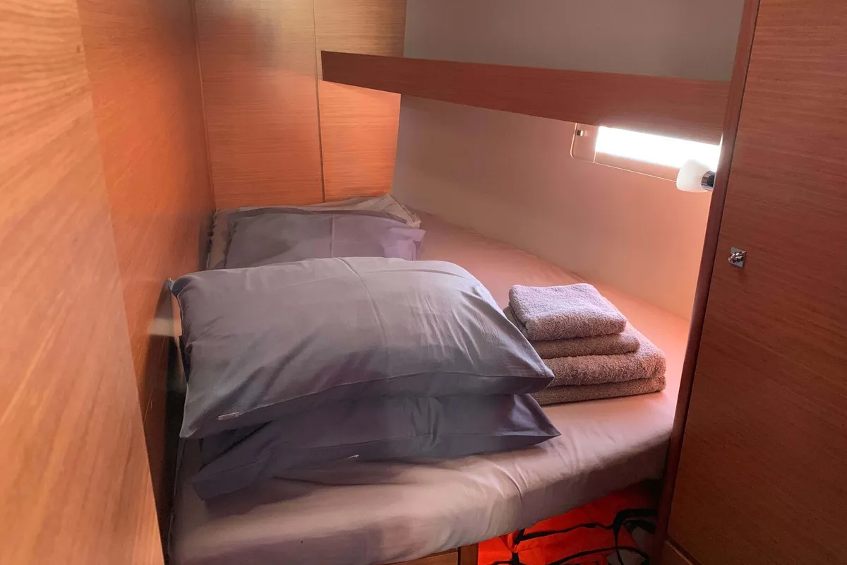 Cabin on Vanilla Sky, a Dufour 460 GL sailboat at Lavrion, Greece