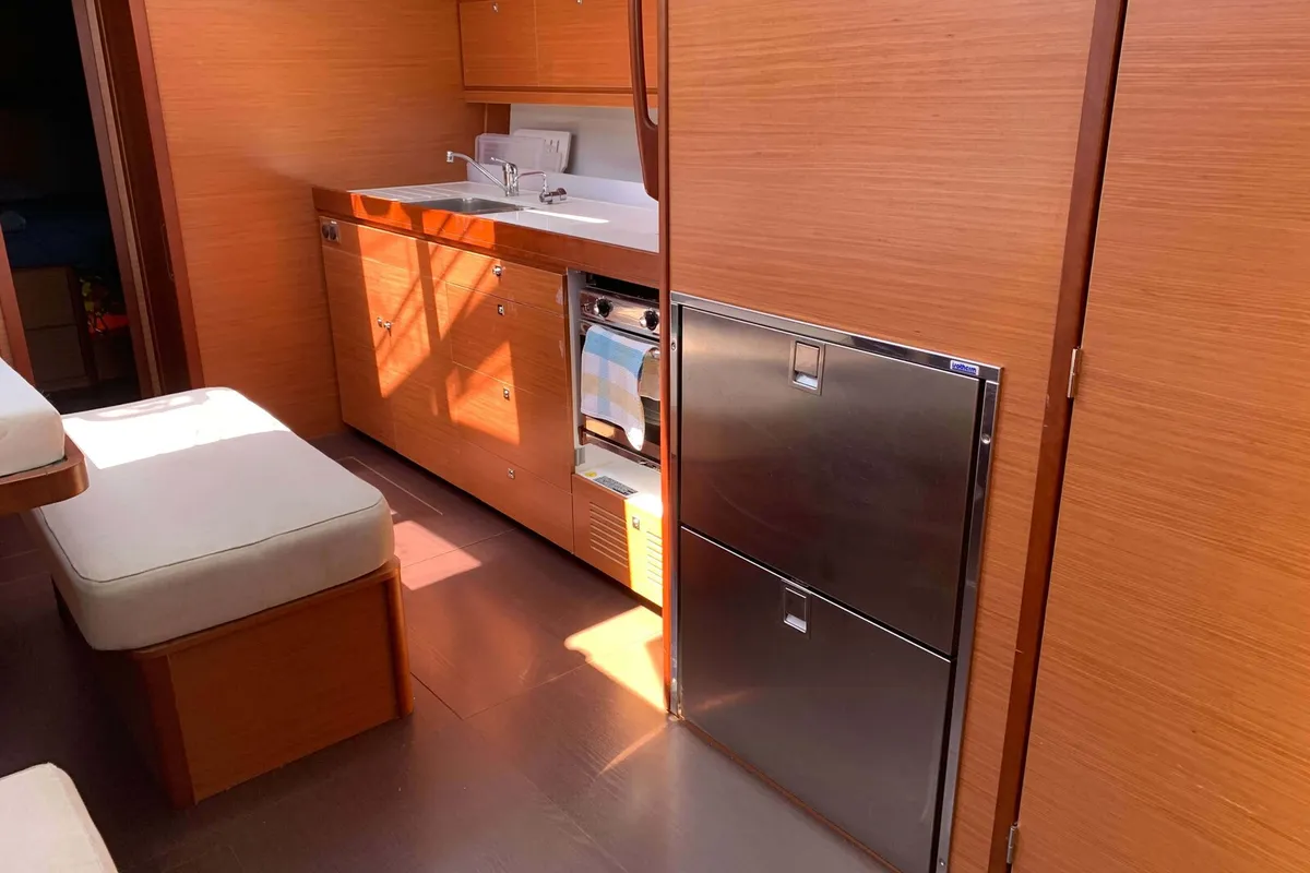 Galley of Vanilla Sky, a Dufour 460 GL sailboat at Lavrion, Greece