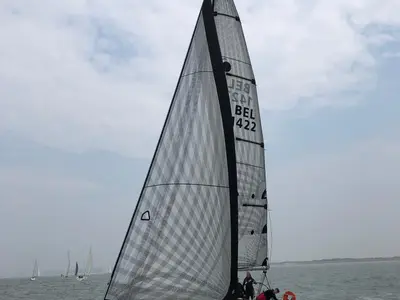 Exterior view of Tomboy, a Dufour 34 sailboat at Nieuwpoort, Belgium