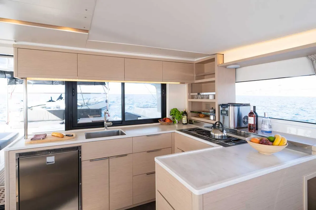 Galley of Forever Young, a Lagoon 46 catamaran at Grad Šibenik, Croatia