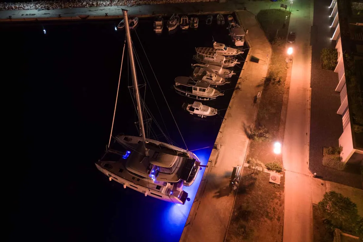 Exterior view of Forever Young, a Lagoon 46 catamaran at Grad Šibenik, Croatia