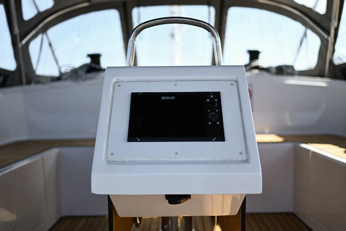 Cockpit of Dna, a Bavaria C42 sailboat at Zadar, Croatia