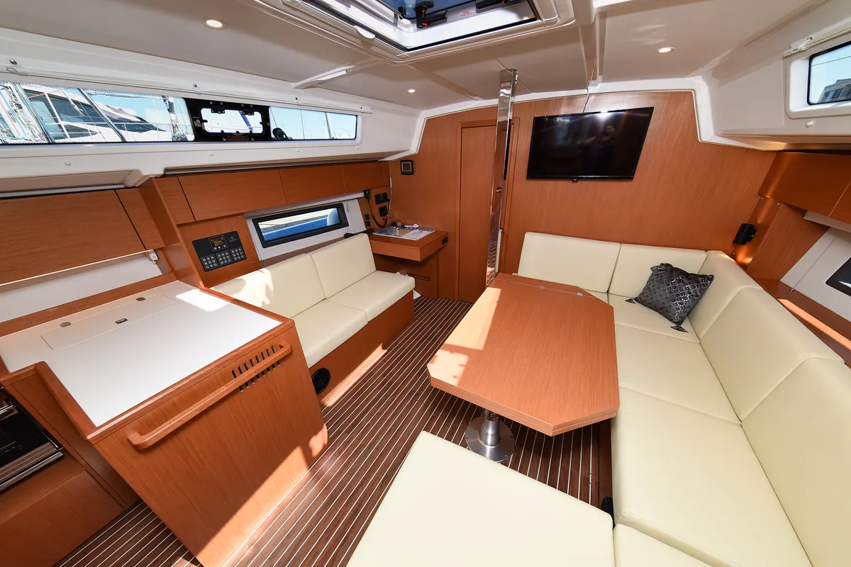 Salon of Dna, a Bavaria C42 sailboat at Zadar, Croatia