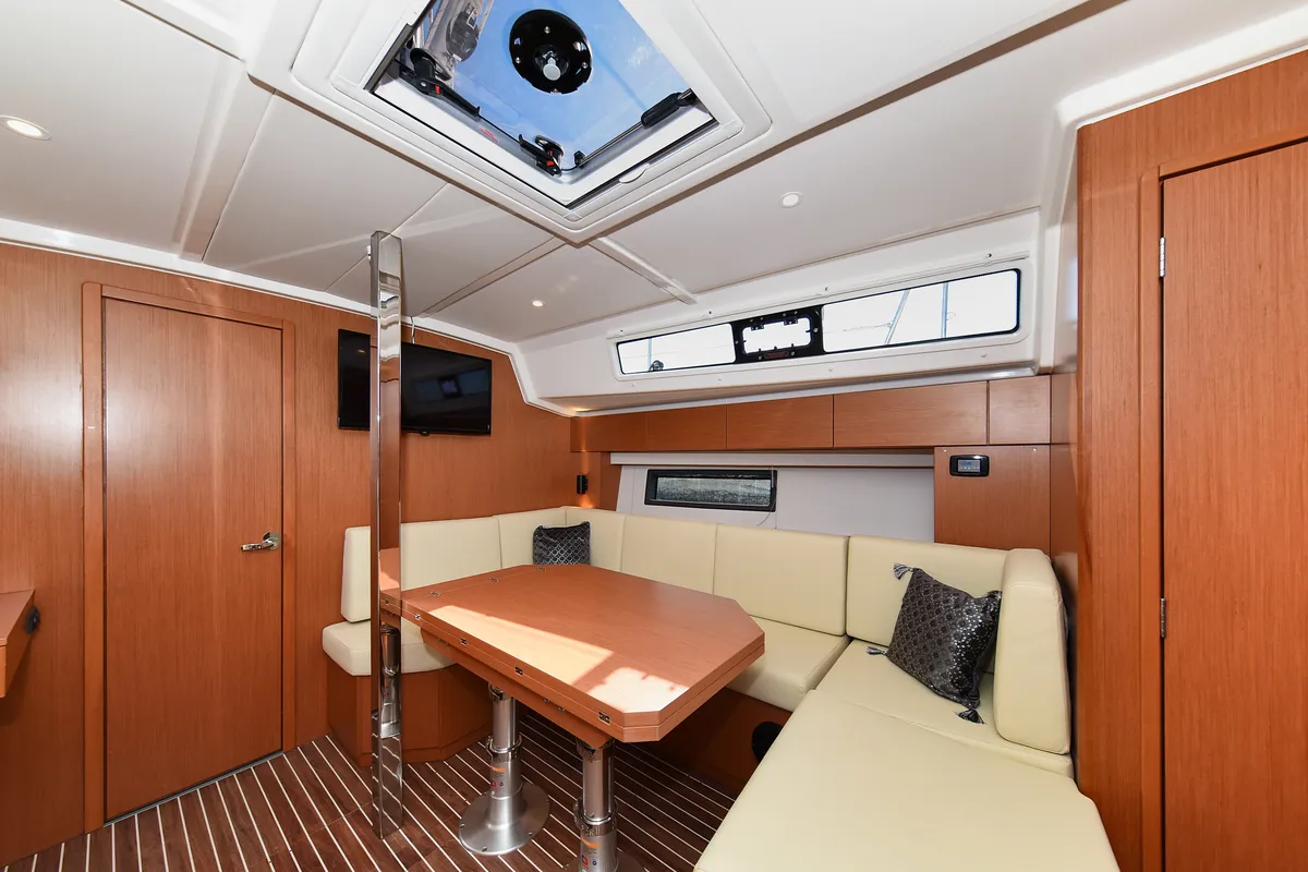 Salon of Dna, a Bavaria C42 sailboat at Zadar, Croatia