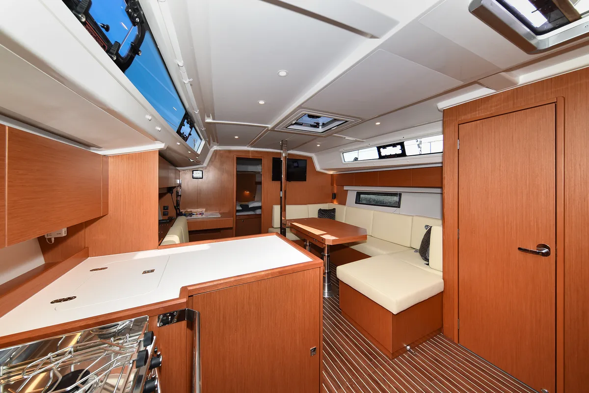 Salon of Dna, a Bavaria C42 sailboat at Zadar, Croatia