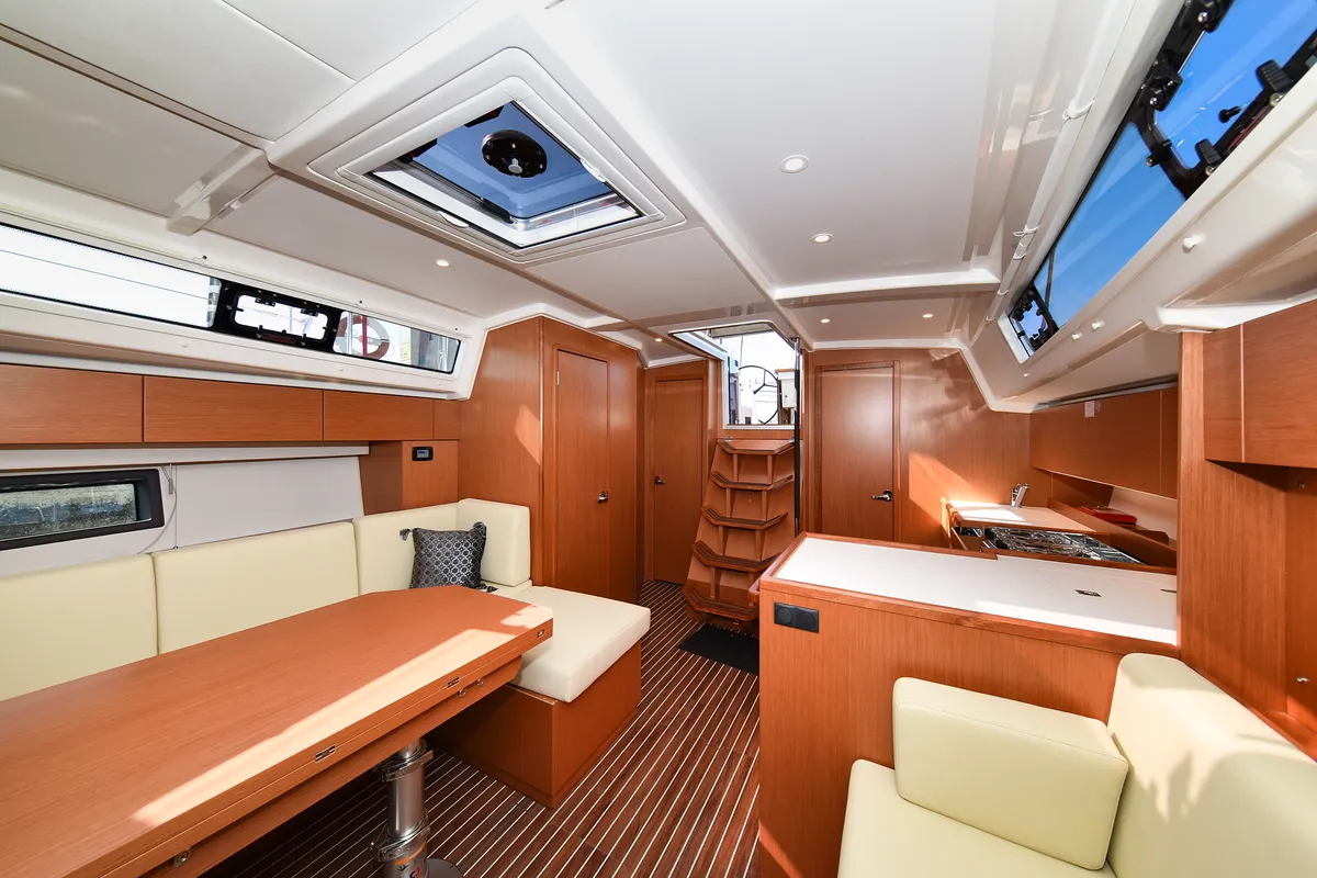 Salon of Dna, a Bavaria C42 sailboat at Zadar, Croatia